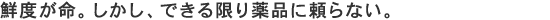 鮮度が命。しかし、できる限り薬品に頼らない。